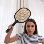 Bug Zapper Racket – Electric Fly Swatter for Gnats, Mosquitoes, & More – Harmless-to-Humans Outdoor Bug Zapper Battery Operated – Handheld Electric Fly Swatter –Indoor Racket