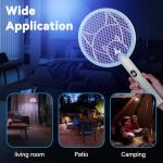 Nymrix Electric Fly Swatter Racket, 2 in 1 Mosquito Bug Zapper 4100V Handheld Mosquito Killer with 1800 mAh Rechargeable Battery, Purple Light and 3-Layer Safety Mesh for Indoor Outdoor Blue