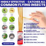 Fly Strips Indoor Sticky Hanging 10pk with Pins. Non Toxic Outdoor Fly Trap Indoor for Home. Flies Tape Paper Trap Ribbon Roll for House Gnat Fruit and Housefly. Bug Catchers for Inside Home Flypaper