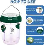 2 Pack Wasp Traps Outdoor Hanging, Solar Bee Traps with UV LED Light for Outside, Hornet, Bee Wasp Catcher for Hornets, Yellow Jackets