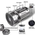 SupBri 2Pack Solar Camping Lantern with Fan, 3-Way Power Source,Rechargeable Lanterns for Power Outages, Camping Lights for Tent Hurricane Emergency Camping Gear Must Haves