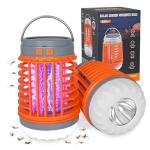 2 Pack Solar Bug Zapper Outdoor Waterproof Mosquito Zappers for Patio, 3 in 1 Cordless Rechargeable Mosquitoes Repellent Outdoor Patio Flashlight, Mosquito Killer Indoor - Orange