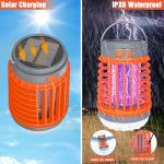 2 Pack Solar Bug Zapper Outdoor Waterproof Mosquito Zappers for Patio, 3 in 1 Cordless Rechargeable Mosquitoes Repellent Outdoor Patio Flashlight, Mosquito Killer Indoor - Orange