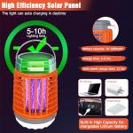 2 Pack Solar Bug Zapper Outdoor Waterproof Mosquito Zappers for Patio, 3 in 1 Cordless Rechargeable Mosquitoes Repellent Outdoor Patio Flashlight, Mosquito Killer Indoor - Orange
