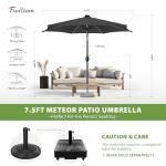 FRUITEAM Meteor Light Patio Umbrella, 7.5FT Table Umbrella Outdoor Patio with High-Strength Frame & Solar LED Lights, All-Weather UV Protection Sun Shade for Poolside, Garden, Backyard (Grey)