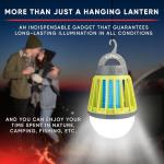 KILNEX Camping Lantern with Mosquito Protection | Rechargeable Battery, USB Type-C Charging | Waterproof IP67 | White and Red Light | Compact Portable for Camping, Hiking, Fishing
