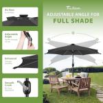 FRUITEAM Meteor Light Patio Umbrella, 7.5FT Table Umbrella Outdoor Patio with High-Strength Frame & Solar LED Lights, All-Weather UV Protection Sun Shade for Poolside, Garden, Backyard (Grey)