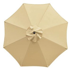 Sunnyglade 9ft Patio Umbrella Replacement Canopy Market Umbrella Top Canopy with 8 Ribs (Tan)