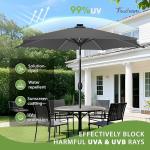 FRUITEAM Meteor Light Patio Umbrella, 7.5FT Table Umbrella Outdoor Patio with High-Strength Frame & Solar LED Lights, All-Weather UV Protection Sun Shade for Poolside, Garden, Backyard (Grey)
