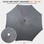 Blissun 9ft Patio Umbrella Replacement Canopy, Market Umbrella Top, Outdoor Table Umbrella Canopy for 8 Ribs, Canopy Only (Dark Grey)