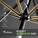 FRUITEAM Meteor Light Patio Umbrella, 7.5FT Table Umbrella Outdoor Patio with High-Strength Frame & Solar LED Lights, All-Weather UV Protection Sun Shade for Poolside, Garden, Backyard (Grey)