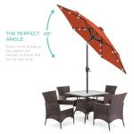 Best Choice Products 7.5ft Outdoor Solar Market Table Patio Umbrella for Deck, Pool w/Tilt, Crank, LED Lights - Rust