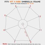 Blissun 9ft Patio Umbrella Replacement Canopy, Market Umbrella Top, Outdoor Table Umbrella Canopy for 8 Ribs, Canopy Only (Dark Grey)