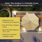 Sunnyglade 9ft Patio Umbrella Replacement Canopy Market Umbrella Top Canopy with 8 Ribs (Tan)