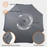 Blissun 9ft Patio Umbrella Replacement Canopy, Market Umbrella Top, Outdoor Table Umbrella Canopy for 8 Ribs, Canopy Only (Dark Grey)