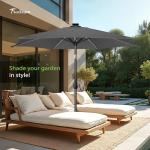 FRUITEAM Meteor Light Patio Umbrella, 7.5FT Table Umbrella Outdoor Patio with High-Strength Frame & Solar LED Lights, All-Weather UV Protection Sun Shade for Poolside, Garden, Backyard (Grey)