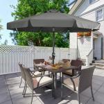 MASTERCANOPY Valance Patio Umbrella for Outdoor Table Market -8 Ribs (9ft, Dark Gray)