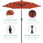 Best Choice Products 7.5ft Outdoor Solar Market Table Patio Umbrella for Deck, Pool w/Tilt, Crank, LED Lights - Rust
