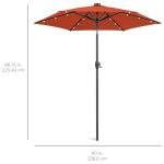 Best Choice Products 7.5ft Outdoor Solar Market Table Patio Umbrella for Deck, Pool w/Tilt, Crank, LED Lights - Rust
