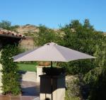 Formosa Covers 7 ft Wood Outdoor Patio Umbrella Market Style - Tilt Mechanism Eucalyptus Teak Oil Finish - Enhance Your Outdoor Space - Perfect for Small Patio, Deck, Bistro, and Poolside - Taupe
