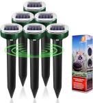 6-Pack Mole Repellent Outdoor Ultrasonic Solar Powered Waterproof for Lawns Gardens Yards: Moles, Voles and Gophers Effective Against Snakes, Sonic Spikes, Stakes, Chaser