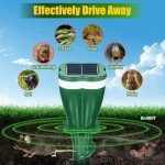 Mole Repellent Solar Powered, 4 Pack Waterproof Ultrasonic Repeller Deterrent Stake,Sonic Spikes Get Rid for Gopher, Chipmunk, Groundhog, Vole, Mice, Rodent, Snake, Repellent for Lawns Yard Garden