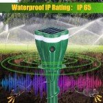 Mole Repellent Solar Powered, 4 Pack Waterproof Ultrasonic Repeller Deterrent Stake,Sonic Spikes Get Rid for Gopher, Chipmunk, Groundhog, Vole, Mice, Rodent, Snake, Repellent for Lawns Yard Garden