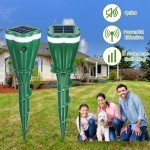 Mole Repellent Solar Powered, 4 Pack Waterproof Ultrasonic Repeller Deterrent Stake,Sonic Spikes Get Rid for Gopher, Chipmunk, Groundhog, Vole, Mice, Rodent, Snake, Repellent for Lawns Yard Garden