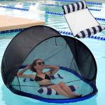 Pest Awaysis - Patented Design | Swimming Pool Float | Bug Prevention Net | No More Bees, Wasps, Mosquitos | 40% Sunblock | Includes Bonus Hammock Float (Updated Tag)