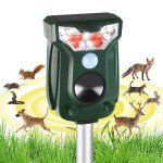 Cat Repellent Outdoor Solar Ultrasonic Animal Repeller- Motion Activated Pest Deterrent Device for Cats, Dogs, Raccoons, Deer, Skunks,Rodents, Waterproof Scare Away Raccoon Deterrent Stakes(Green)