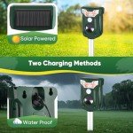 Cat Repellent Outdoor Solar Ultrasonic Animal Repeller- Motion Activated Pest Deterrent Device for Cats, Dogs, Raccoons, Deer, Skunks,Rodents, Waterproof Scare Away Raccoon Deterrent Stakes(Green)