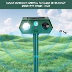 2Pack 2025 Ultrasonic Animal Repellent Outdoor Deer Repellent Devices Solar Animal Repeller Motion Activated Deterrent to Scare Cat Squirrel Rabbit Raccoon Skunk with LED Flash Lights for Yard Lawn