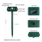 2 Pack 2025 Ultrasonic Animal Repellent Outdoor Cat Repellent Devices Solar Animal Repeller Motion Activated Deterrent to Scare Deer Squirrel Rabbit Raccoon Skunk for Yard Lawn Outdoor