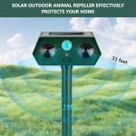 2 Pack 2025 Ultrasonic Animal Repellent Outdoor Cat Repellent Devices Solar Animal Repeller Motion Activated Deterrent to Scare Deer Squirrel Rabbit Raccoon Skunk for Yard Lawn Outdoor