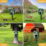 Deer Repellent Device Cat Repellent Outdoor Dog Repellent for Yard Solar Animal Repeller Ultrasonic Squirrel Repeller Waterproof Racoon Fox with Motion Activated Sensor Flashing Light 5 Modes