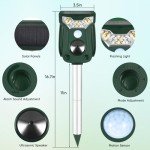 Cat Repellent Outdoor Solar Ultrasonic Animal Repeller- Motion Activated Pest Deterrent Device for Cats, Dogs, Raccoons, Deer, Skunks,Rodents, Waterproof Scare Away Raccoon Deterrent Stakes(Green)