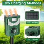 2 Pack Flame Guard Ultrasonic Animal Repellent, Outdoor Cat Deterrent with Motion Activated, Solar-Powered Squirrel, Deer, Skunk, Raccoon, Rabbit and Dog Repeller Waterproof for Yard Farm Garden