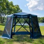 TIMBER RIDGE 11.5 X 9.8 Ft Easy Pop Up Gazebo Canopy Tent for Camping, Portable Instant Screenhouse, Pop Up Screened in Canopy with Netting for Backyard, Patio, Outdoor, Tailgating, Picnics, Blue