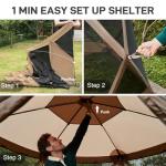 EVER ADVANCED Pop up Screen House Tent for Camping 11.5 x 9.8 ft, Instant Screened Gazebo Canopy with Netting, Portable Shelter Enclosure for Outdoor, Backyard, Khaki