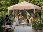 Pop up Screened Canopy Tent with Mosquito Netting, Portable Easy up Outdoor Screen House Shelter Fully Sealed for Patio, Camping and Picnic, Includes Wheeled Carry Bag (Tan, 13'x13')