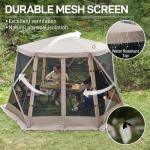 EVER ADVANCED Pop up Screen House Tent for Camping 11.5 x 9.8 ft, Instant Screened Gazebo Canopy with Netting, Portable Shelter Enclosure for Outdoor, Backyard, Khaki