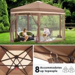COOSHADE Pop up Canopy, 12X12 Pop up Tent with Mesh Walls, 6 Sides Gazebo, Patented 1 Step Lock Tech, Screened House for Outdoor/Camping/Lawn/Trip/Gathering, Khaki and Brown