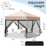 Pop up Screened Canopy Tent with Mosquito Netting, Portable Easy up Outdoor Screen House Shelter Fully Sealed for Patio, Camping and Picnic, Includes Wheeled Carry Bag (Tan, 13'x13')