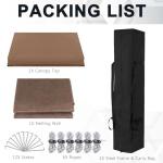 COOSHADE Pop up Canopy, 12X12 Pop up Tent with Mesh Walls, 6 Sides Gazebo, Patented 1 Step Lock Tech, Screened House for Outdoor/Camping/Lawn/Trip/Gathering, Khaki and Brown