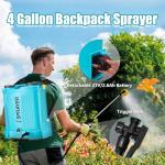 Backpack Sprayer 4 Gallon, 80 PSI Adjustable Pressure Electric Sprayer, Battery Powered Garden Sprayer with 21V 2.6Ah Battery, 6 Mist Nozzles, Telescopic Wand, Battery Backpack Sprayers for Yard, Lawn