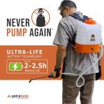 PetraTools 2 Gallon Battery Powered Backpack Sprayer in Lawn and Garden - HD2000 - Long Battery Life & Padded Straps for Comfort - Electric Sprayer w/ 5 Spray Nozzles & 80PSI (2 Gallon)