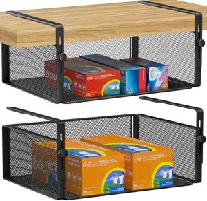AmonHouseware 2-Pack Adjustable Under Shelf Organizers