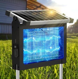 Solar Bug Zapper Outdoor Waterproof, Jepwe 4500V Cordless Bug Zapper Outdoor Large, Rechargeable Mosquito Killer & Fly Zapper, Solar Powered Insect Trap for Garden, Patio, Backyard, Indoor Use