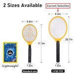 Electric Fly Swatter Handheld Bug Zapper - Indoor Outdoor 20in Zapping Racket for Pest Mosquito & Flies - Battery Powered Safe to Touch with 3-Layer Safety Mesh, Standard Size, Pack of 2
