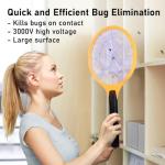 Electric Fly Swatter Handheld Bug Zapper - Indoor Outdoor 20in Zapping Racket for Pest Mosquito & Flies - Battery Powered Safe to Touch with 3-Layer Safety Mesh, Standard Size, Pack of 2